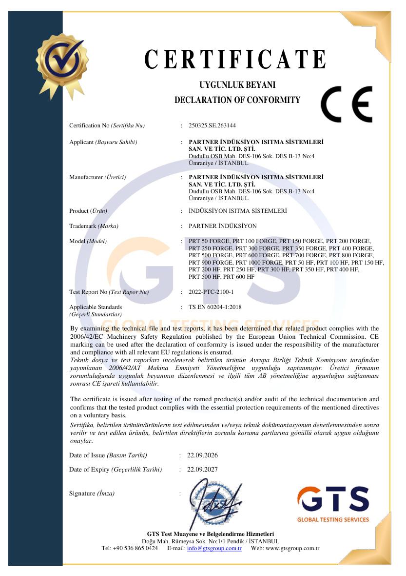 TS EN 60204-1:2018 sertifikası